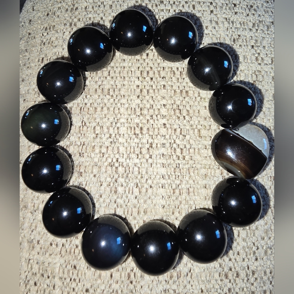 Rainbow Obsidian Bracelet With Heart
